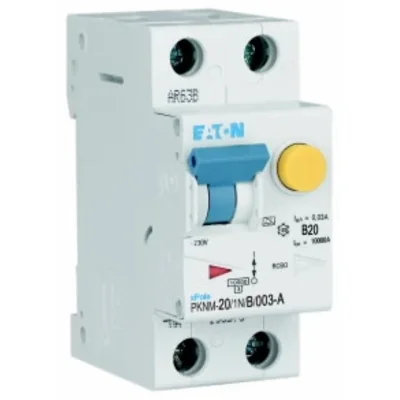 Interruptor automático combinado PKNM-20/1N/B/003-A-MW de 10 kA, In=20 A, IΔN=0,03 A, carácter B, tipo A, 1 polo + neutro. Serie PKNM
