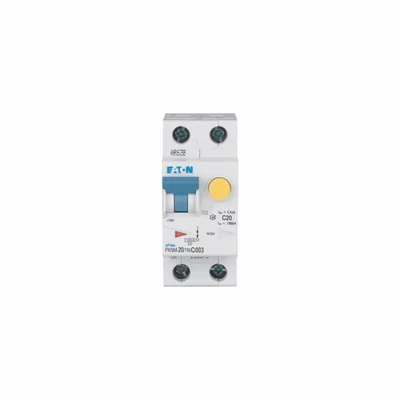 Interruptor automático combinado PKNM-20/1N/C/003-MW de 10 kA, In=20 A, IΔN=0,03 A, característica C, tipo CA, 1+N polo. Serie PKNM