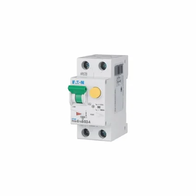 Interruptor automático combinado PKNM-6/1N/B/003-A-MW de 10 kA, In=6 A, IΔN=0,03 A, carácter B, tipo A, 1 polo + neutro. Serie PKNM.