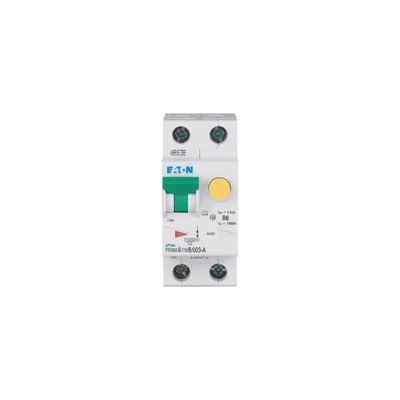Interruptor automático combinado PKNM-6/1N/B/003-A-MW de 10 kA, In=6 A, IΔN=0,03 A, carácter B, tipo A, 1 polo + neutro. Serie PKNM.