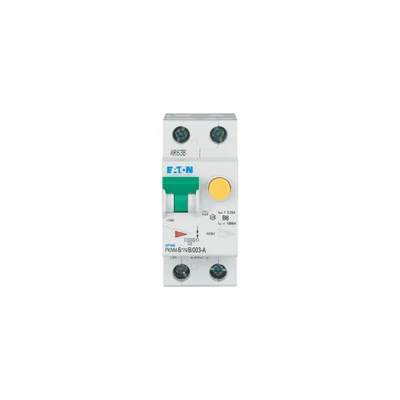 Interruptor automático combinado PKNM-6/1N/B/003-A-MW de 10 kA, In=6 A, IΔN=0,03 A, carácter B, tipo A, 1 polo + neutro. Serie PKNM.