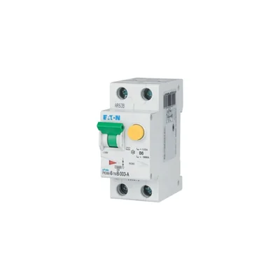 Interruptor automático combinado PKNM-6/1N/B/003-A-MW de 10 kA, In=6 A, IΔN=0,03 A, carácter B, tipo A, 1 polo + neutro. Serie PKNM.