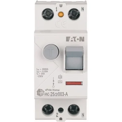 Interruptor automático de corriente residual HNC-25/2/003-A, 6 kA, In=25 A, IΔN=0,03 A, tipo A, bipolar. Serie HNC.