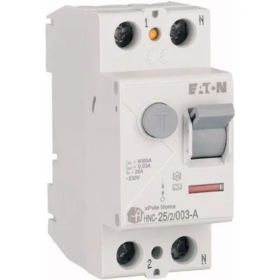 Interruptor automático de corriente residual HNC-25/2/003-A, 6 kA, In=25 A, IΔN=0,03 A, tipo A, bipolar. Serie HNC.