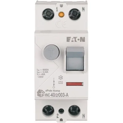 Interruptor automático de corriente residual HNC-40/2/003-A, 6 kA, In=40 A, IΔN=0,03 A, tipo A, bipolar. Serie HNC.