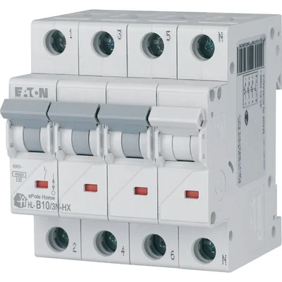 Interruptor automático de sobrecorriente HN-B10/3N de 6 kA, In=10 A, característica B, 3+N polos. Serie HN