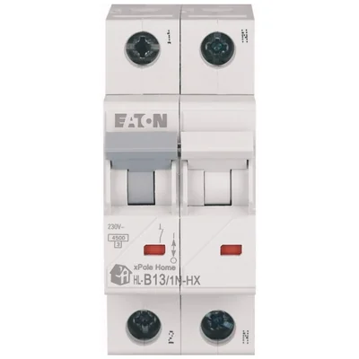 Interruptor automático de sobrecorriente HN-B13/1N de 6 kA, In=13 A, tipo B, 1 polo + polo N. Serie HN.