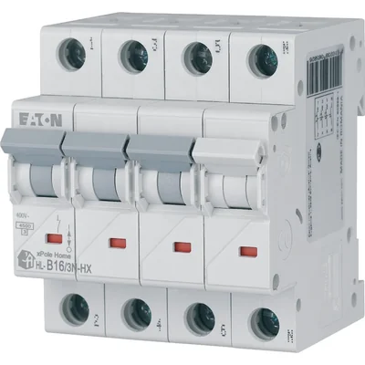 Interruptor automático de sobrecorriente HN-B16/3N de 6 kA, In=16 A, tipo B, 3+N polos. Serie HN