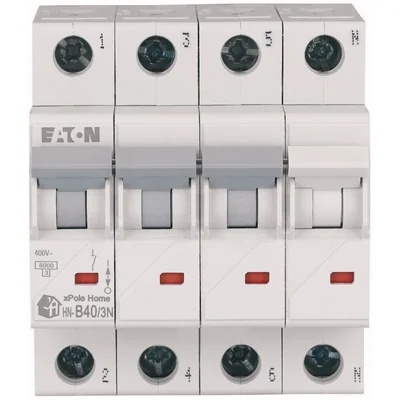 Interruptor automático de sobrecorriente HN-B40/3N de 6 kA, In=40 A, característica B, 3+N polos. Serie HN