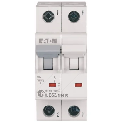 Interruptor automático de sobrecorriente HN-B63/1N de 6 kA, In=63 A, tipo B, 1 polo + polo N. Serie HN.