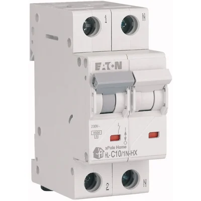 Interruptor automático de sobrecorriente HN-C10/1N de 6 kA, In=10 A, característica C, 1 polo + N. Serie HN