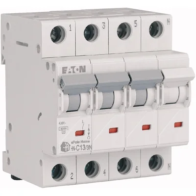 Interruptor automático de sobrecorriente HN-C13/3N de 6 kA, In=13 A, característica C, 3+N polos. Serie HN