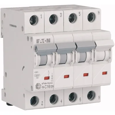Interruptor automático de sobrecorriente HN-C16/3N de 6 kA, In=16 A, característica C, 3+N polos. Serie HN