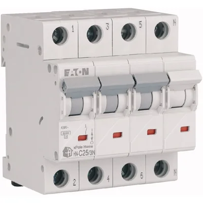 Interruptor automático de sobrecorriente HN-C25/3N de 6 kA, In=25 A, característica C, 3+N polos. Serie HN