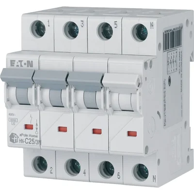 Interruptor automático de sobrecorriente HN-C25/3N de 6 kA, In=25 A, característica C, 3+N polos. Serie HN