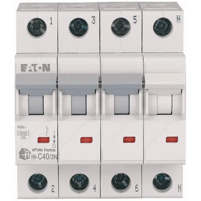 Interruptor automático de sobrecorriente HN-C40/3N de 6 kA, In=40 A, característica C, 3+N polos. Serie HN