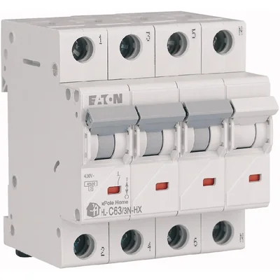 Interruptor automático de sobrecorriente HN-C63/3N de 6 kA, In=63 A, característica C, 3+N polos. Serie HN