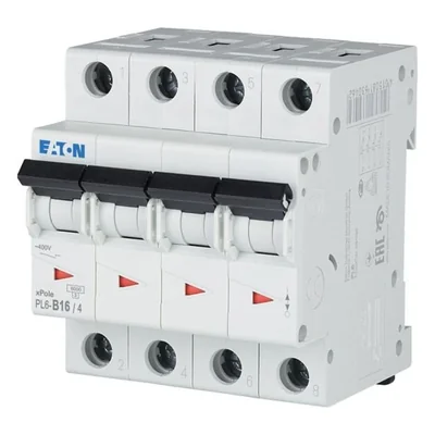 Interruptor automático de sobrecorriente PL6-B16/4, 6 kA, In=16 A, tipo B, 4 polos, serie PL6