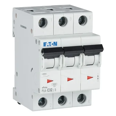 Interruptor automático de sobrecorriente PL6-C32/3, 6 kA, In=32 A, característica C, 3 polos, serie PL6