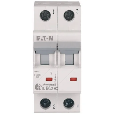 Interruptor automático HN-B6/2 de 6 kA, In=6A, característica B, bipolar. Serie HN.