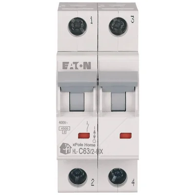 Interruptor automático HN-C63/2 de 6 kA, In=63 A, característica C, bipolar. Serie HN.