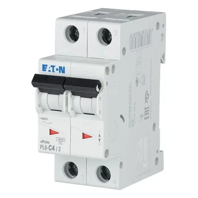 Interruptor automático PL6-C4/2 de 6 kA, In=4 A, característica C, bipolar, serie PL6