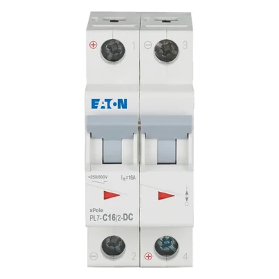 Interruptor automático PL7-C16/2-DC de 10 kA, In= 16 A, tipo C, bipolar. Serie PL7-DC