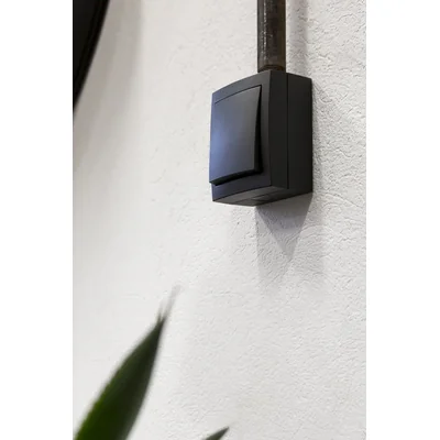 Interruptor bipolar de superficie Simon Aquaclick WA-CW2Axxx-xx-49xx, IP44, 16 A, 250 V, terminales de tornillo; negro