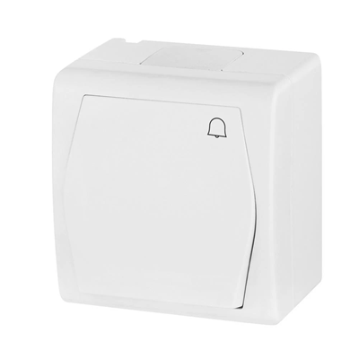 Interruptor de apertura de superficie, timbre - blanco, IP44 HERMES