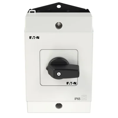 Interruptor de encendido/apagado T0-1-8200/I1, 1 polo, 20 A, 90°, en carcasa IP65, pomo negro, sin bloqueo.