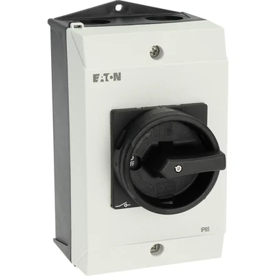 Interruptor de encendido/apagado T3-4-8344/I2/SVB-SW, 8 polos, 32 A, 90°, en carcasa IP65, pomo negro con candado.