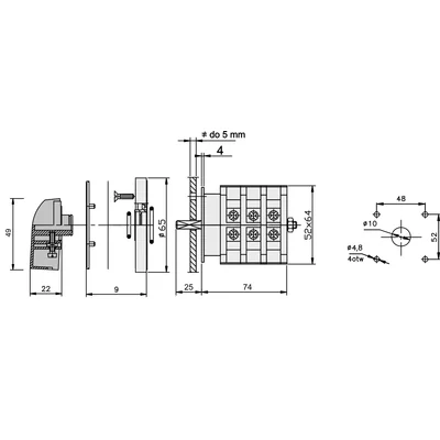 Interruptor de leva Arc 40-42 Cambio de sentido de giro L-0-P IP-65