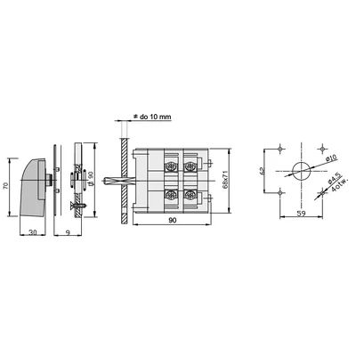Interruptor de leva con placa frontal ŁK 63-12 IP-65