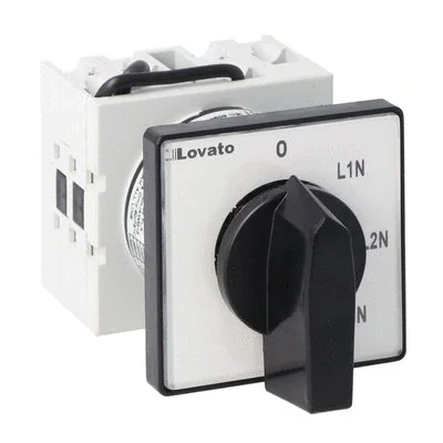 Interruptor de leva GX1668U de la serie GX, interruptor de voltímetro, voltajes de fase, 16 A, montaje en panel, con perilla negra y placa de 48x48 mm