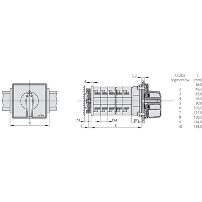 Interruptor de leva, interruptor seccionador de cuatro niveles 0-1-2 25 A, en carcasa OB2