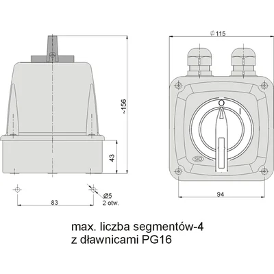 Interruptor de leva ŁK 63-13/5 On-Off 0-I para candado IP-65