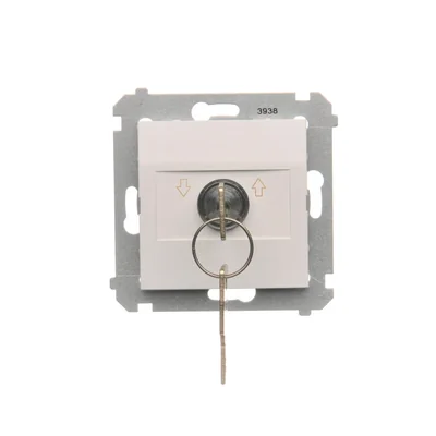 Interruptor de llave de persiana, pulsador momentáneo (módulo), 3 posiciones. "I-0-II" 2 contactos NA 5A 230V blanco