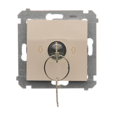 Interruptor de llave para persianas, 1 polo (módulo), 3 posiciones "I-0-II", 2 contactos NA 5A 230V. crema