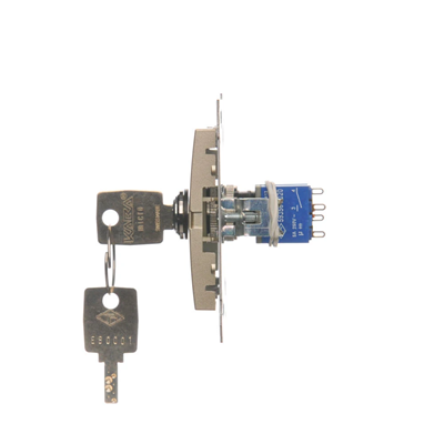 Interruptor de llave para persianas, 1 polo (módulo), 3 posiciones "I-0-II", 2 contactos NA 5A 230V. oro (metálico)