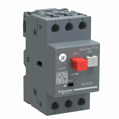 Interruptor de motor GZ1E, accionamiento por pulsador I=0,4-0,63A, terminales de caja