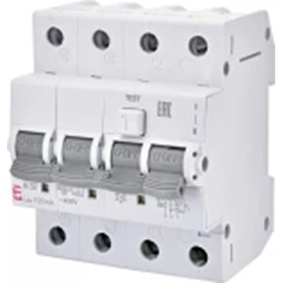 Interruptor de protección de corriente residual con elemento de sobrecorriente KZS-4M C 16/0.03A, AC