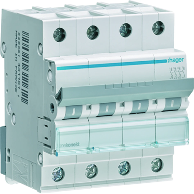 Interruptor de sobrecorriente 6kA B, tetrapolar, 63A