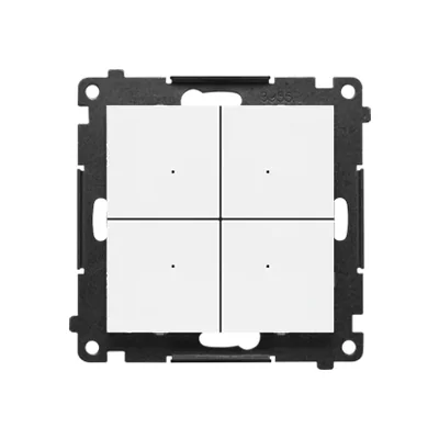 Interruptor electrónico de 4 vías Simon 55 WMDL-TEW4-111 con función de pulsador o temporizador, para el control independiente de 4 circuitos, 230 V (módulo); blanco mate