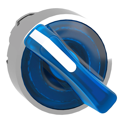 Interruptor metálico LED estable azul de 2 posiciones, típico