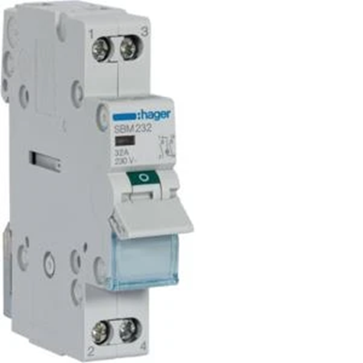 Interruptor-seccionador modular con indicador luminoso 2P 32A 230VAC