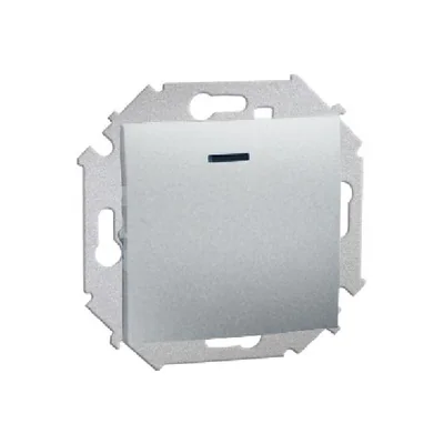 Interruptor unipolar con retroiluminación (módulo) 10A 250V aluminio (metálico)