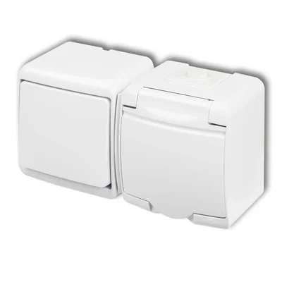 Interruptor unipolar JUNIOR con toma de corriente simple con conexión a tierra 2P+Z (tapa blanca; sin obturadores) blanco WWHH-1