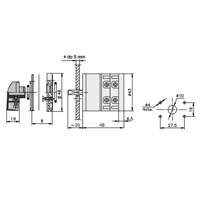 Interruttore a camme, arco E12-12 0-1 3P 12A IP65