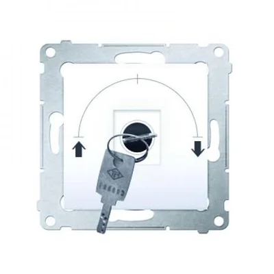 Interruttore a chiave per tapparelle, pulsante momentaneo (modulo), 3 posizioni. "I-0-II" 2 contatti N/O 5A 230V bianco