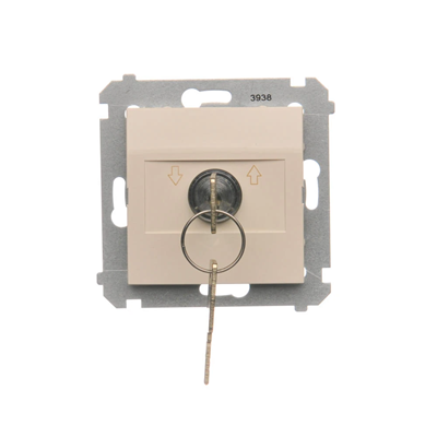 Interruttore a chiave per tapparelle, pulsante momentaneo (modulo), 3 posizioni. "I-0-II" 2 contatti N/O 5A 230V crema